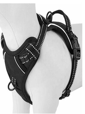 Black Padded No-Pull Dog Harness with Reflective Trim - Brand Not Specified